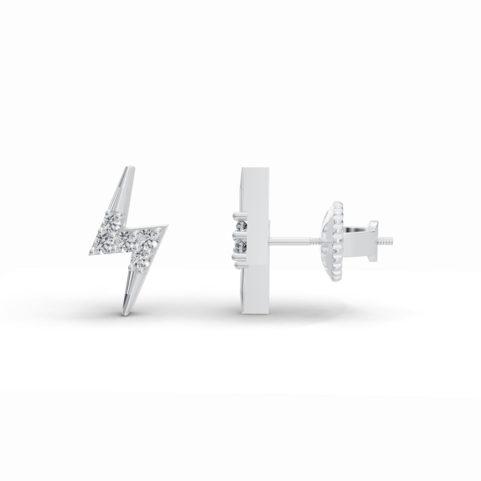 Electric Bolt Stud Diamond Earrings