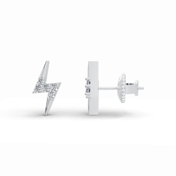 Electric Bolt Stud Diamond Earrings