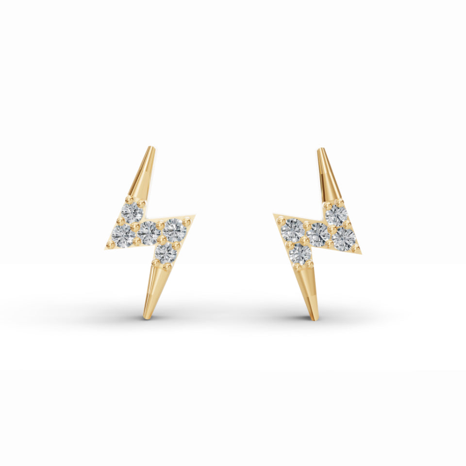 Electric Bolt Stud Diamond Earrings