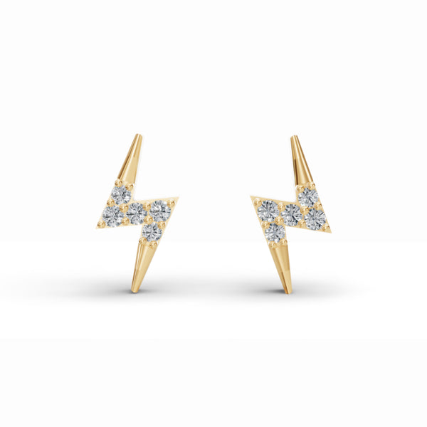 Electric Bolt Stud Diamond Earrings