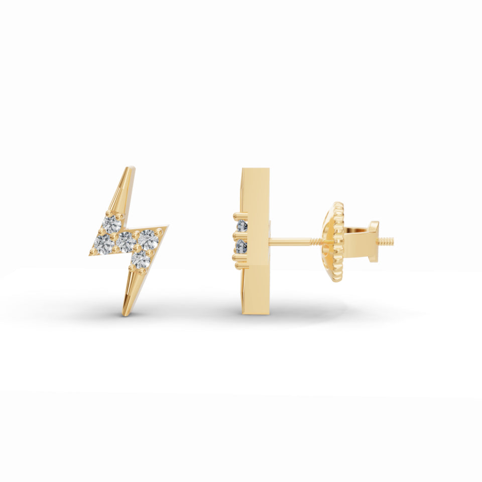 Electric Bolt Stud Diamond Earrings
