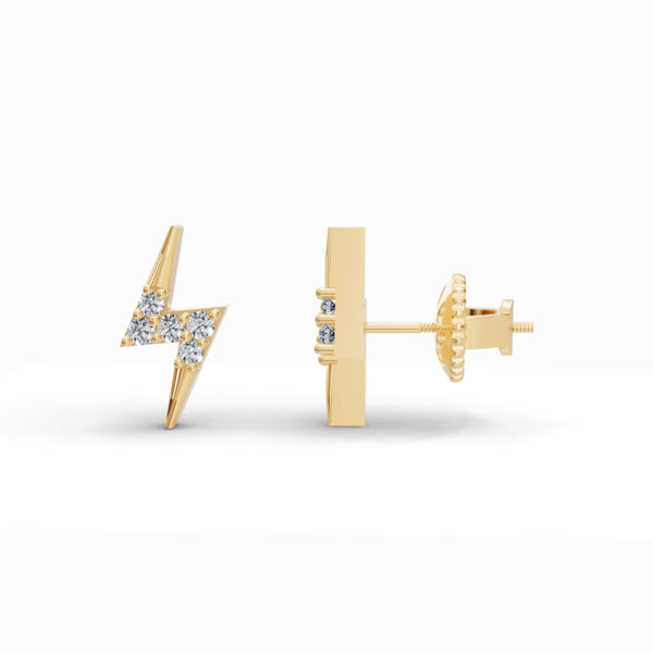 Electric Bolt Stud Diamond Earrings
