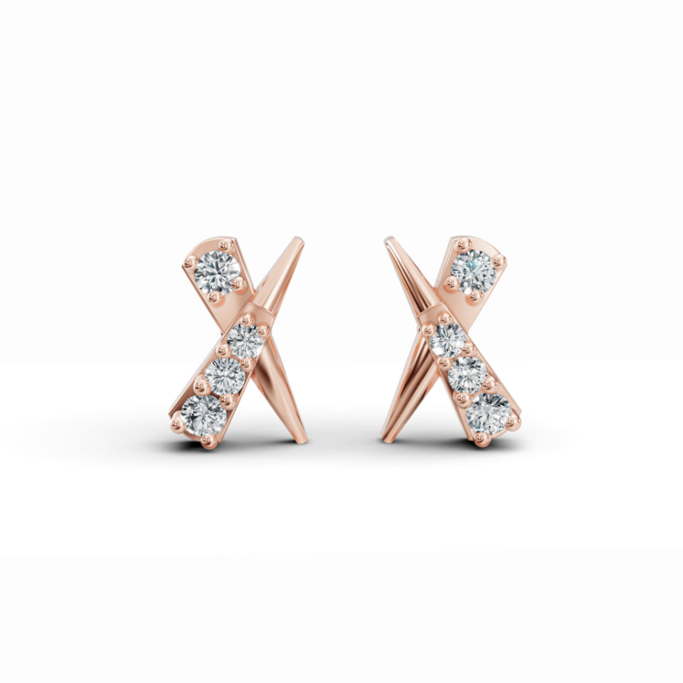 Cross Stud Diamond Earrings