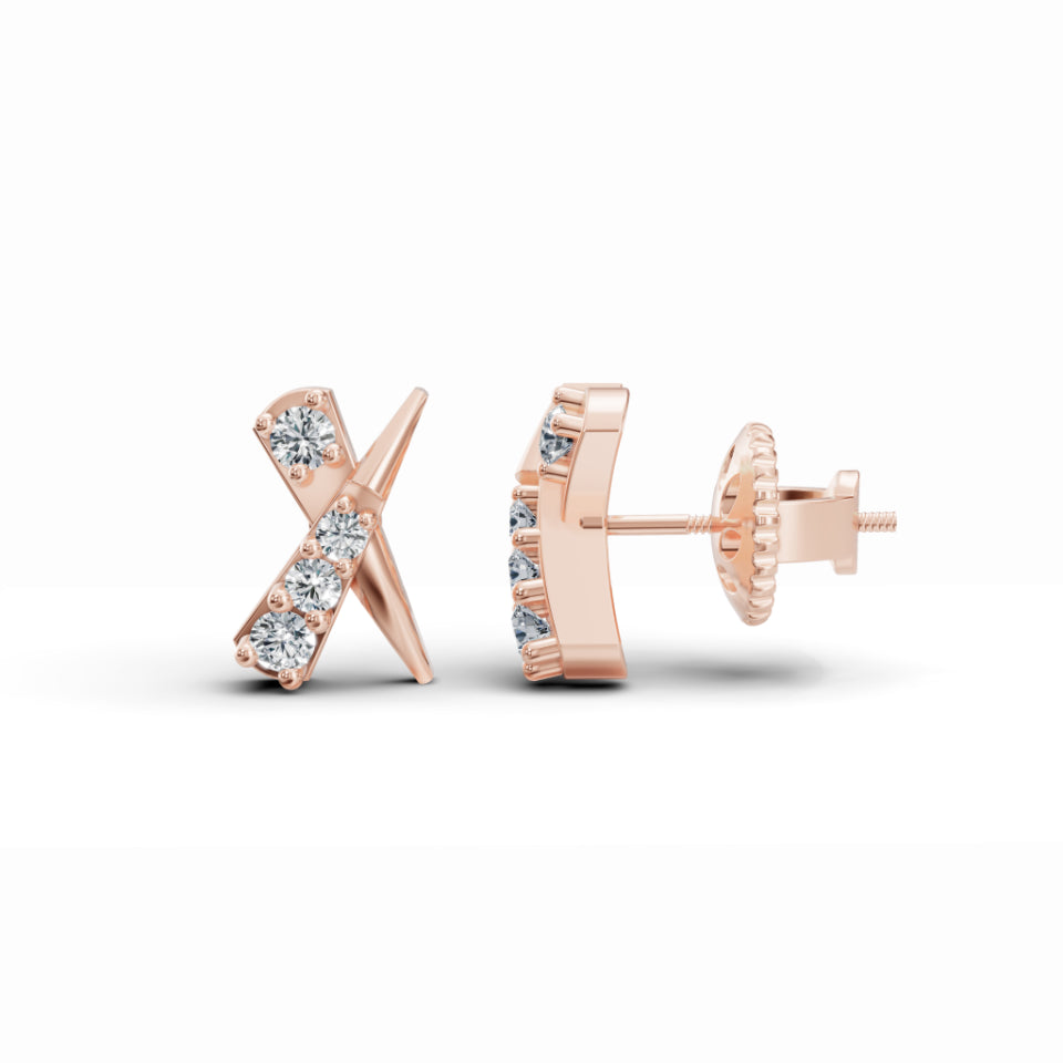 Cross Stud Diamond Earrings