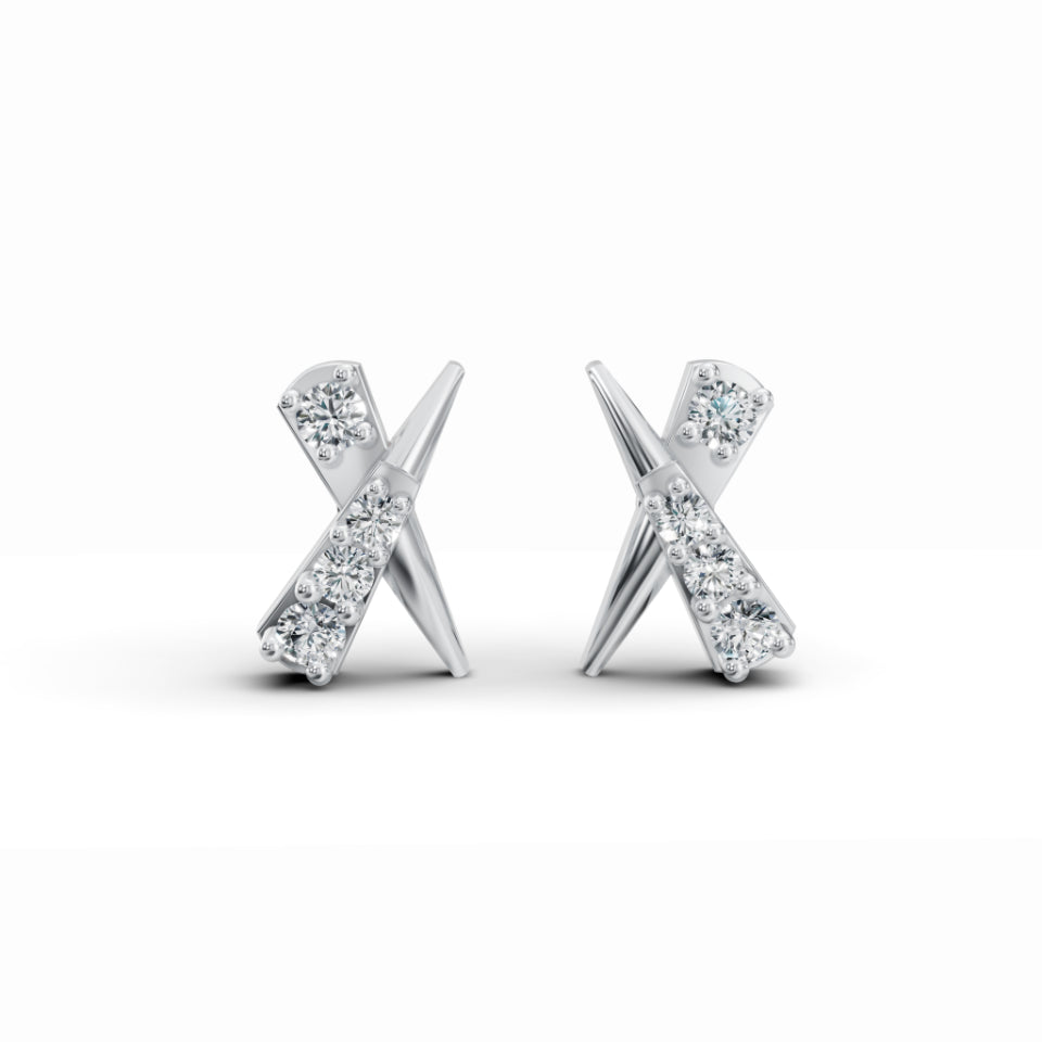 Cross Stud Diamond Earrings