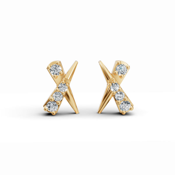 Cross Stud Diamond Earrings