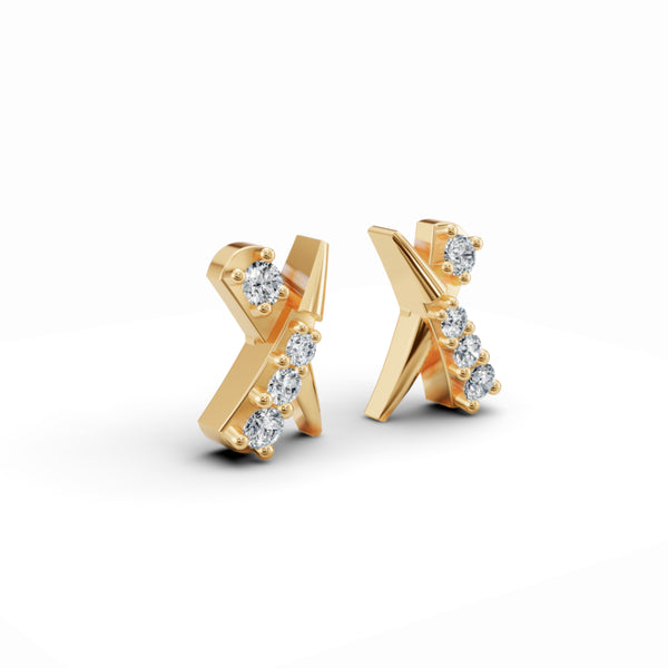 Cross Stud Diamond Earrings