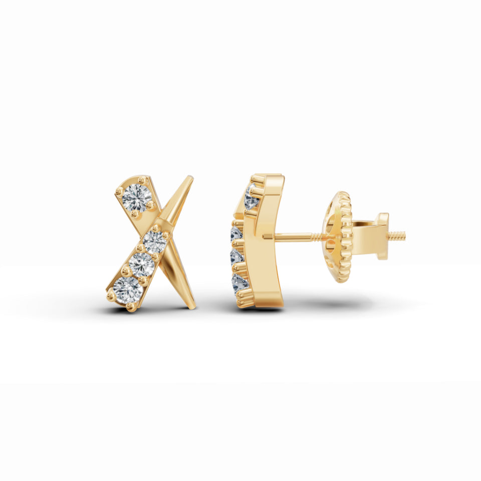 Cross Stud Diamond Earrings