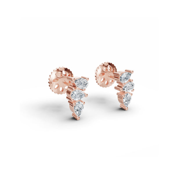 Tri-Pear Diamond Studs