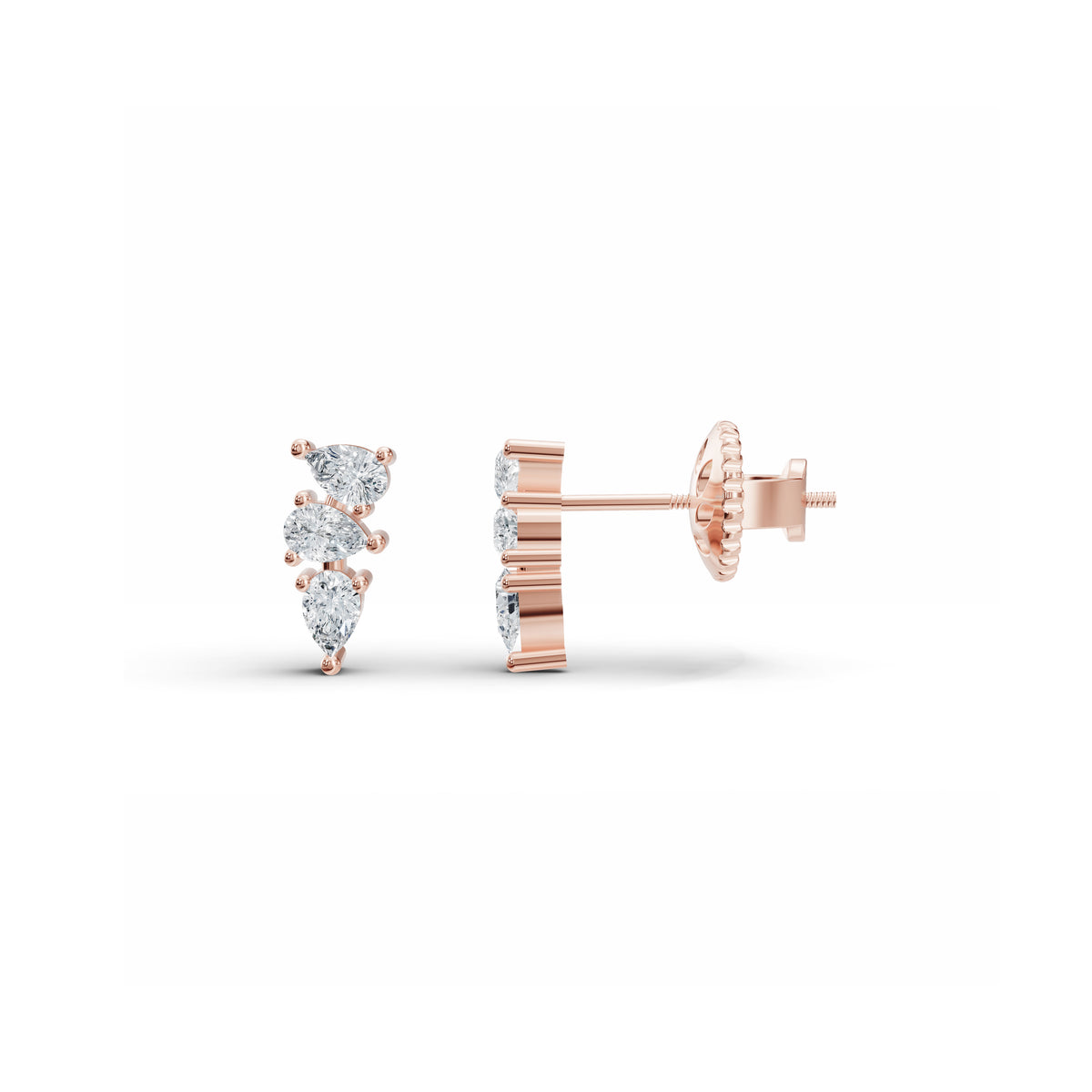 Tri-Pear Diamond Studs