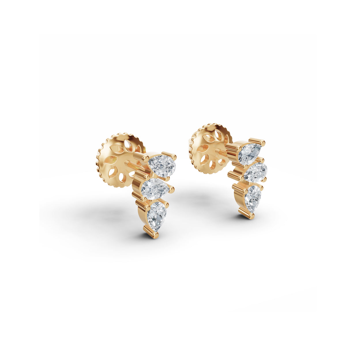 Tri-Pear Diamond Studs