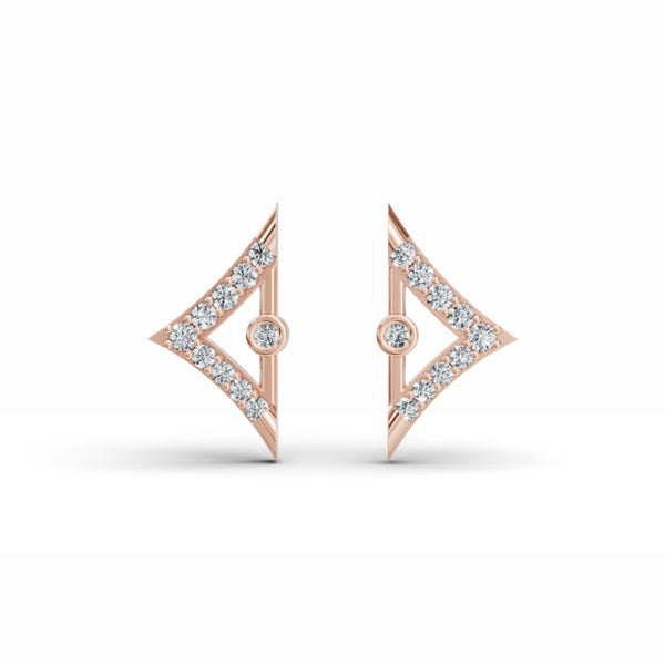 Triangular Edge Stud Diamond Earrings