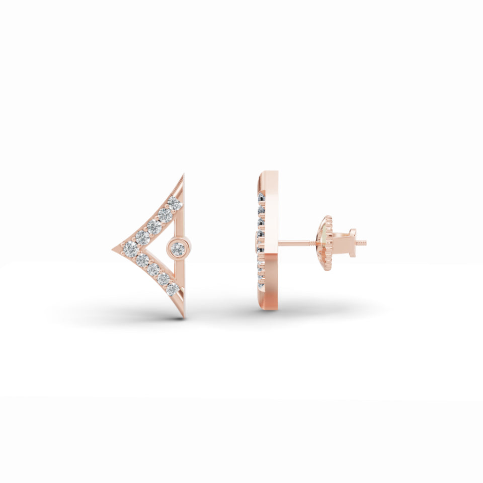 Triangular Edge Stud Diamond Earrings