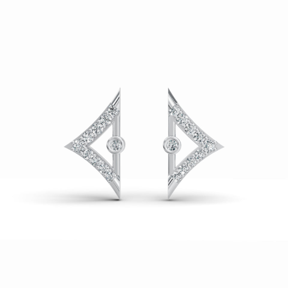 Triangular Edge Stud Diamond Earrings