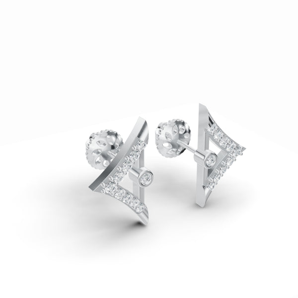 Triangular Edge Stud Diamond Earrings