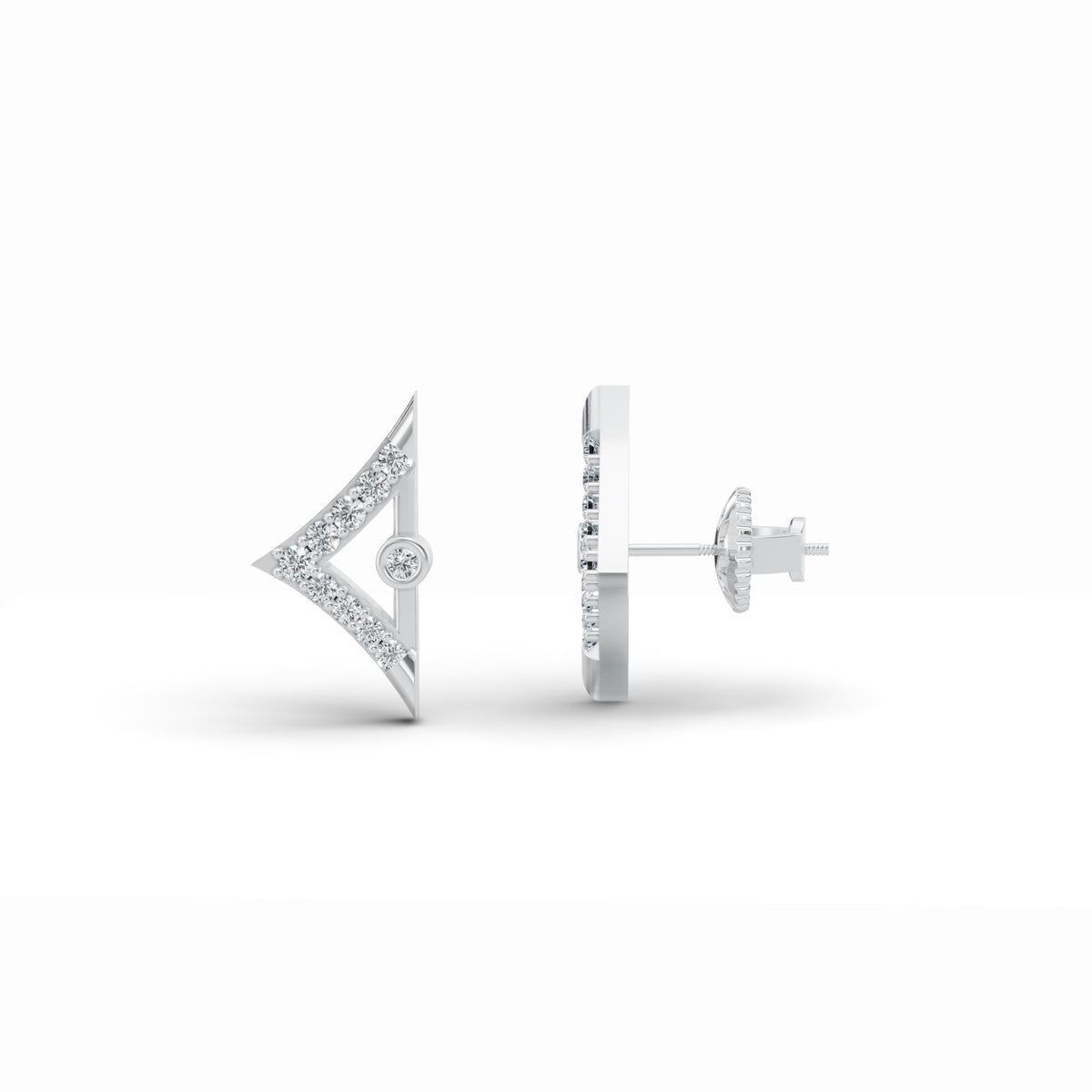 Triangular Edge Stud Diamond Pendant & Earring Set