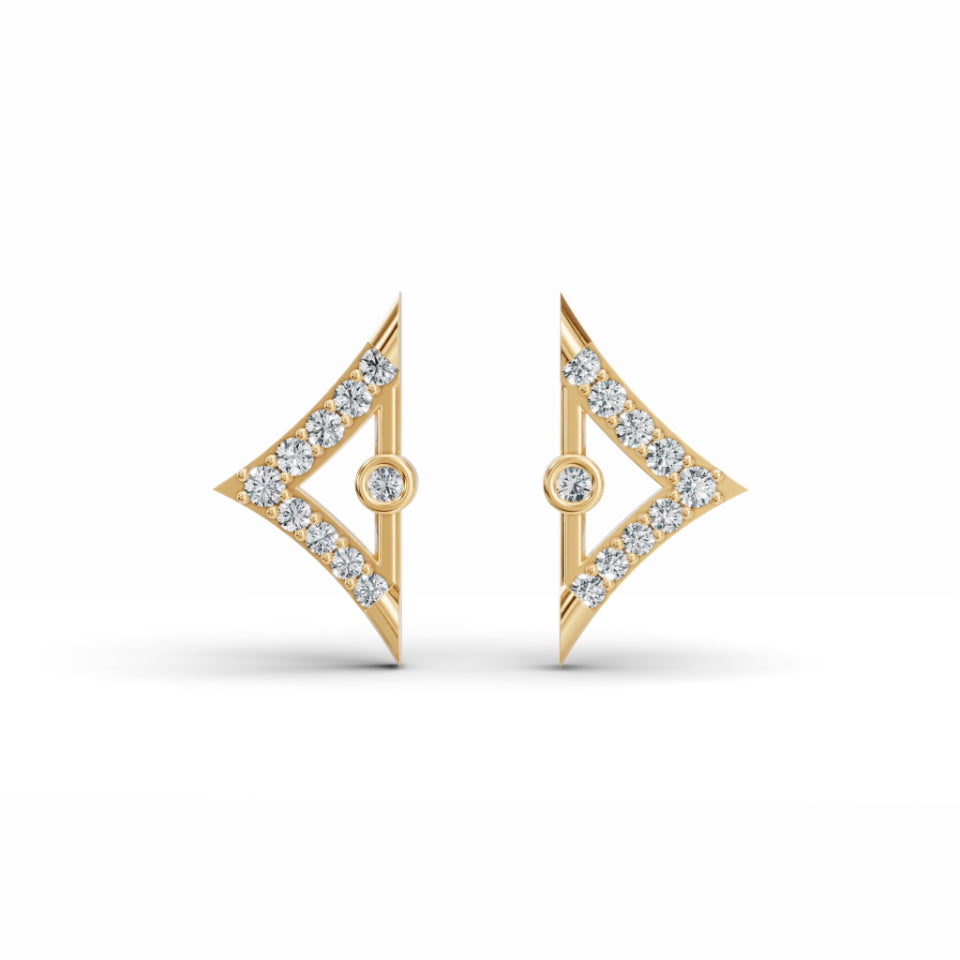 Triangular Edge Stud Diamond Earrings
