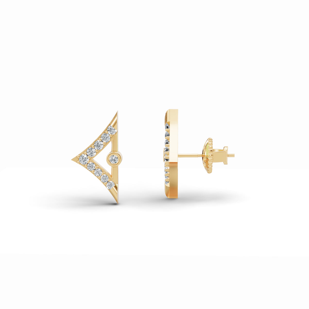 Triangular Edge Stud Diamond Pendant & Earring Set