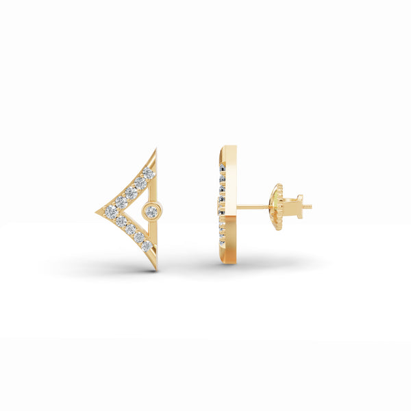 Triangular Edge Stud Diamond Pendant & Earring Set