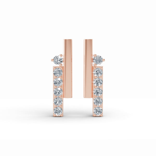 Double Line Diamond Stud Earrings