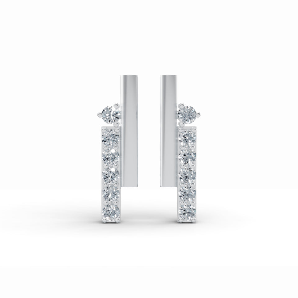 Double Line Diamond Stud Earrings