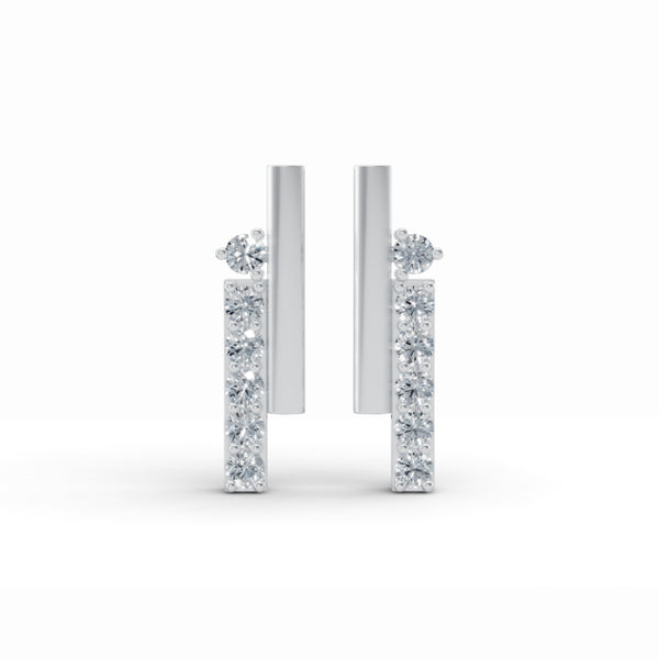 Double Line Diamond Stud Earrings