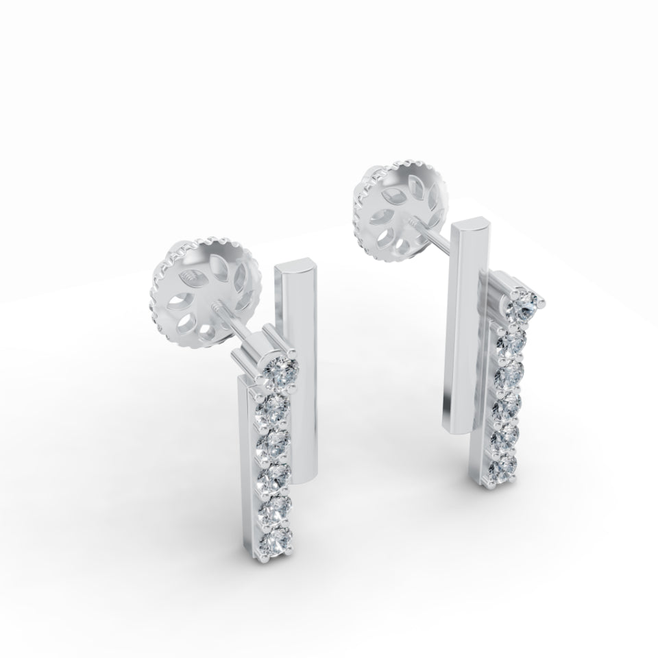 Double Line Diamond Stud Earrings