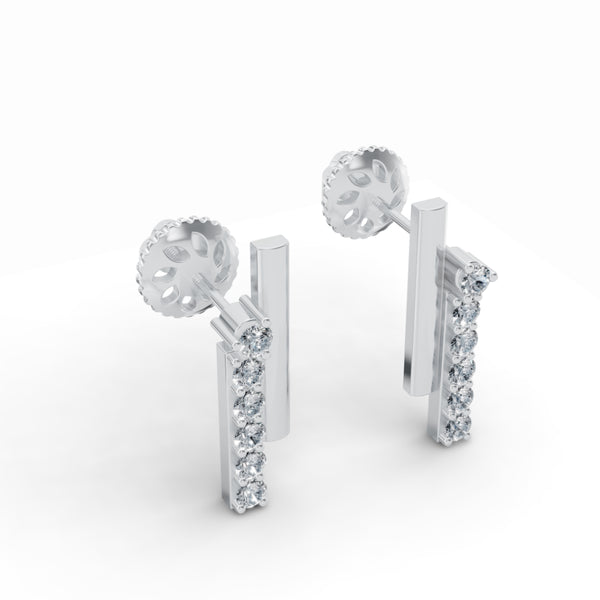 Double Line Diamond Stud Earrings
