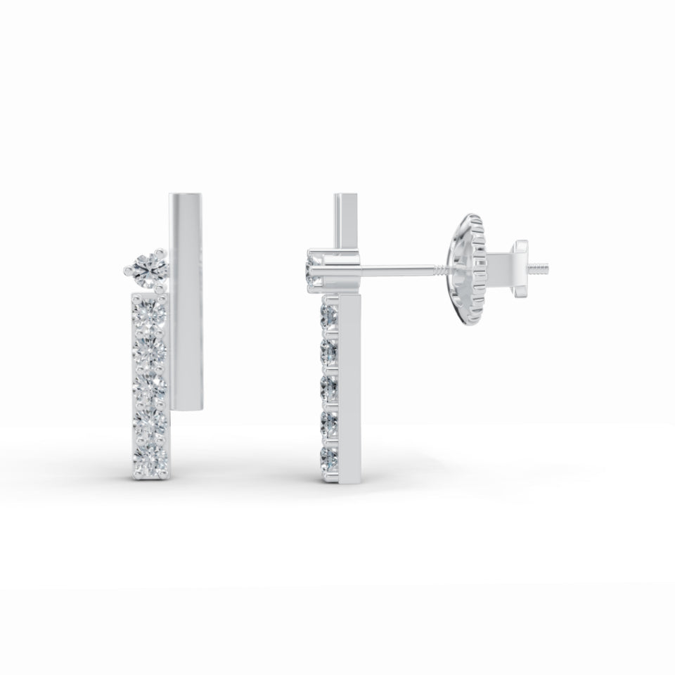 Double Line Diamond Stud Earrings