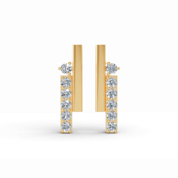 Double Line Diamond Stud Earrings