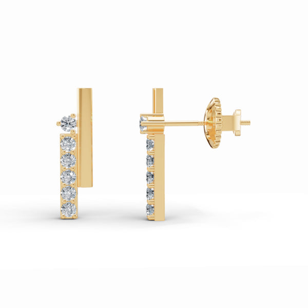 Double Line Diamond Stud Earrings