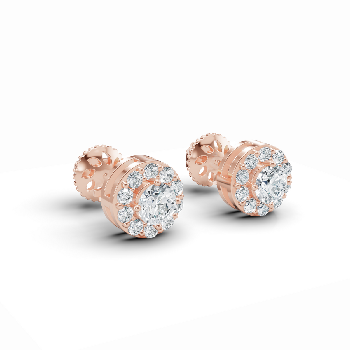 Refined Round Diamond Stud Earrings