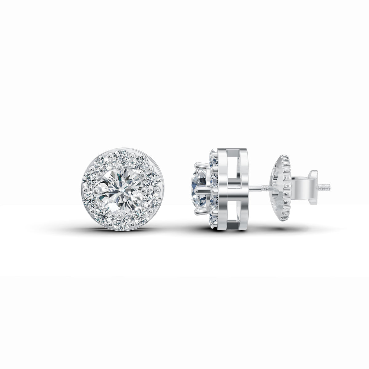 Refined Round Diamond Stud Earrings