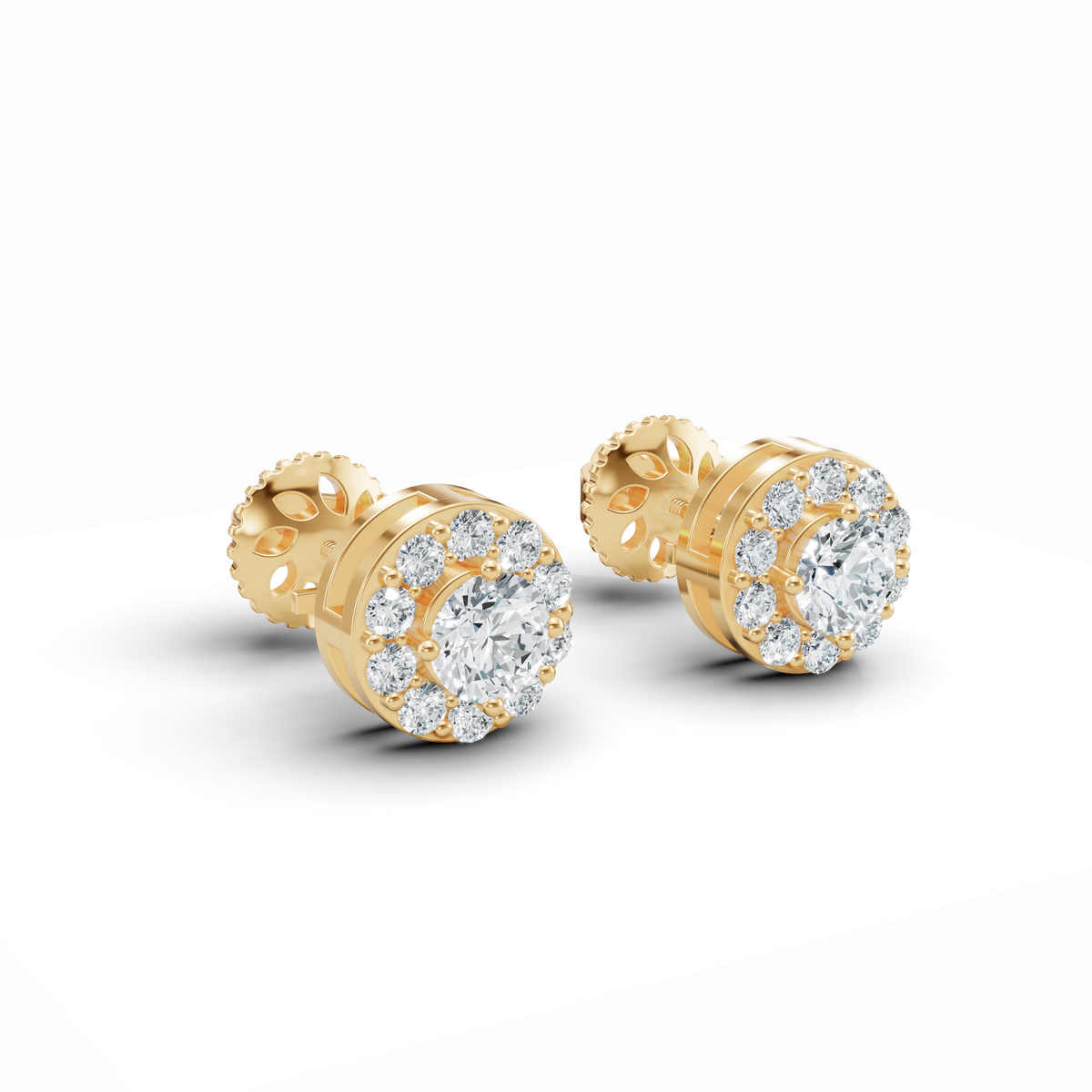 Refined Round Diamond Stud Earrings