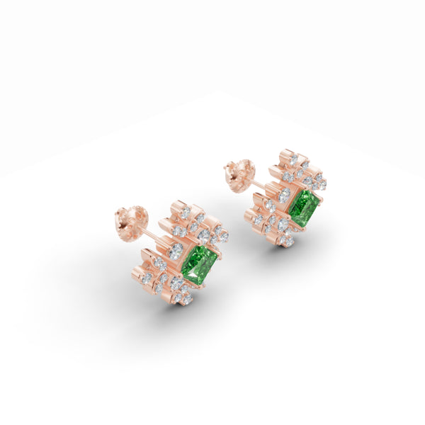 Emerald Floret Diamond Earrings