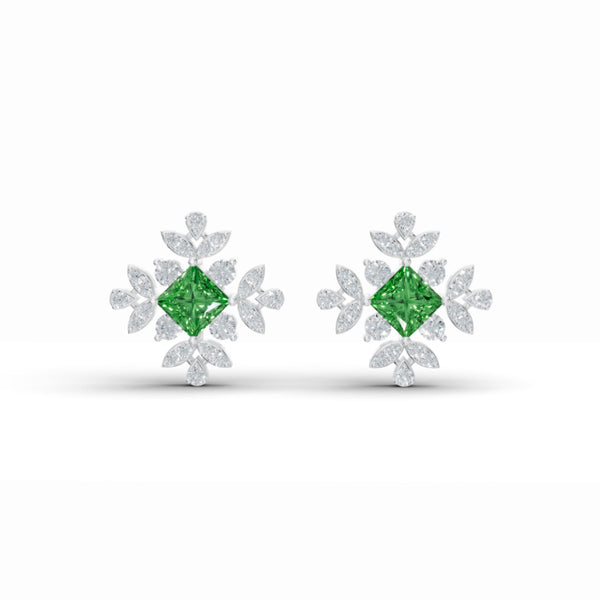 Emerald Floret Diamond Earrings