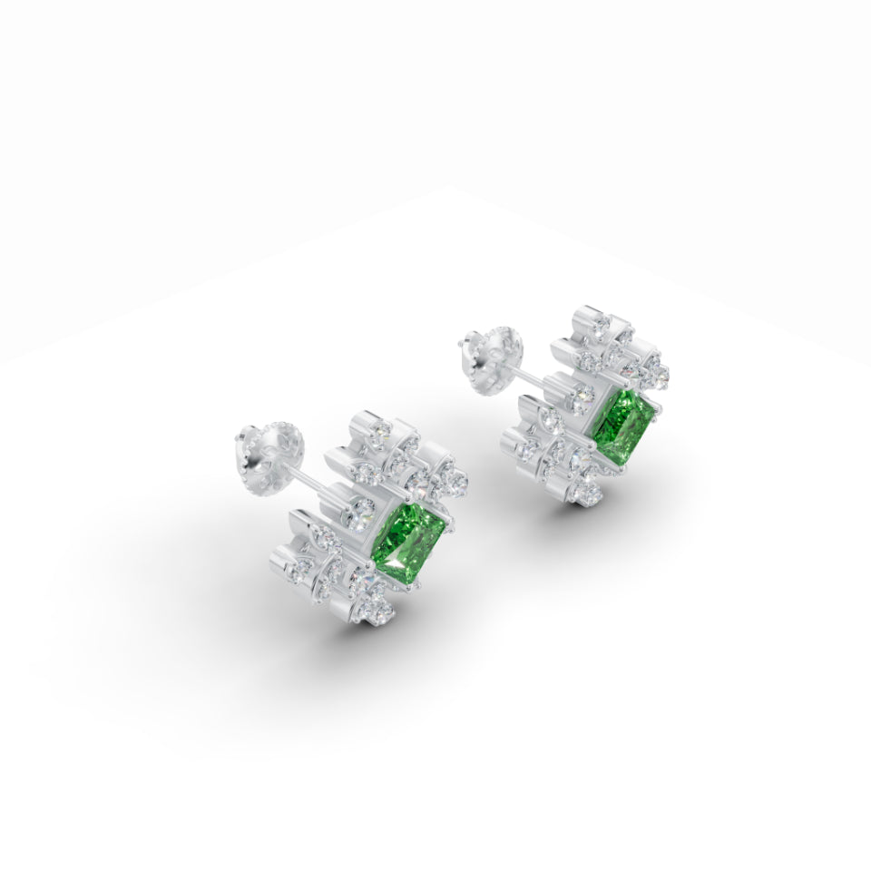 Emerald Floret Diamond Earrings