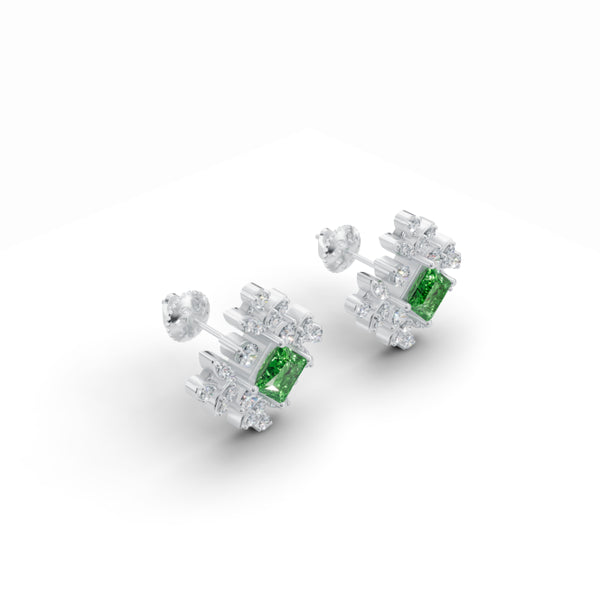 Emerald Floret Diamond Earrings