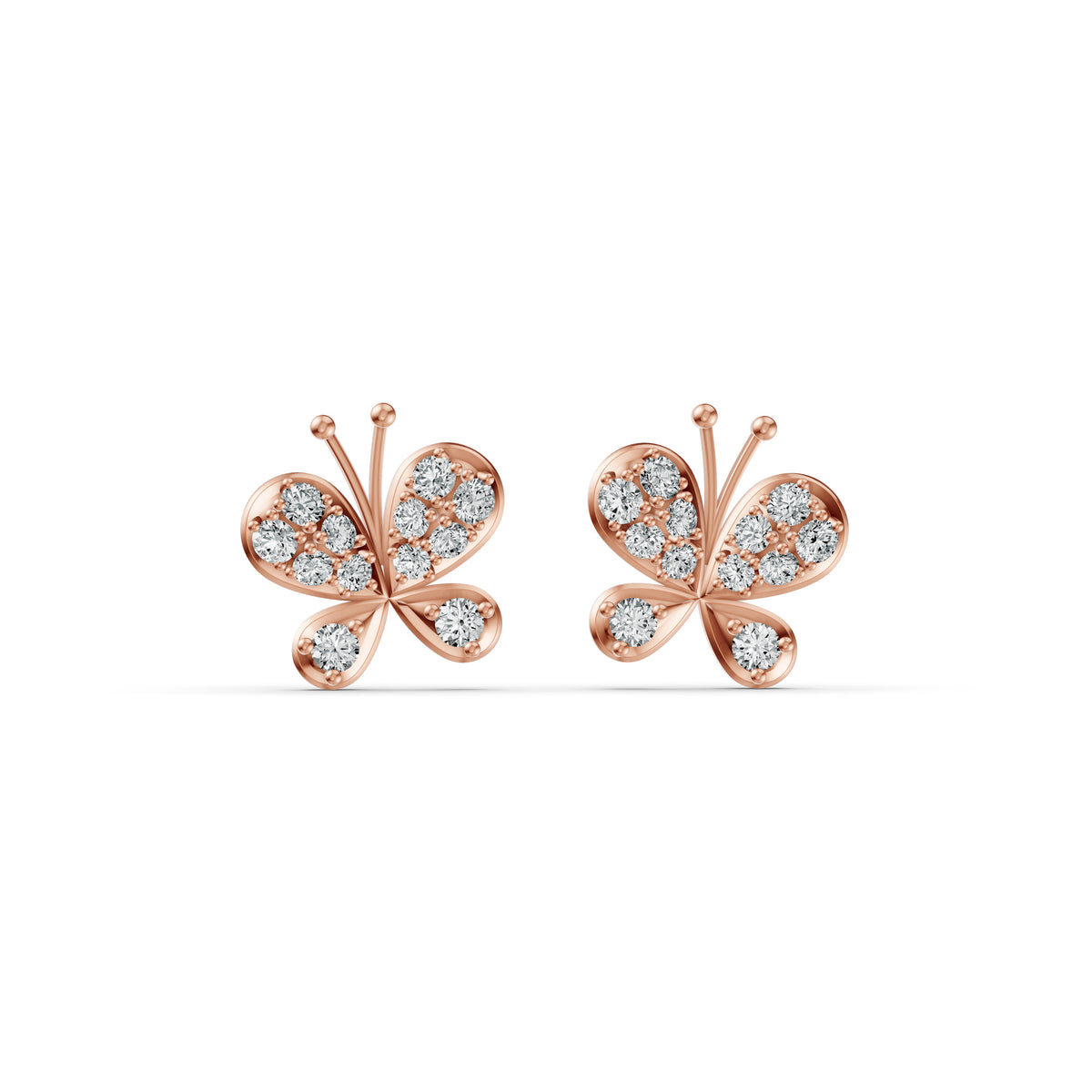 Flutter Butterfly Diamond Stud Earrings