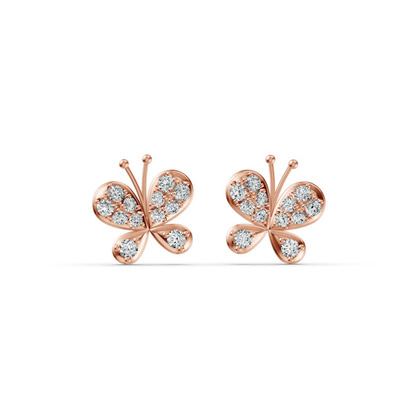 Flutter Butterfly Diamond Stud Earrings