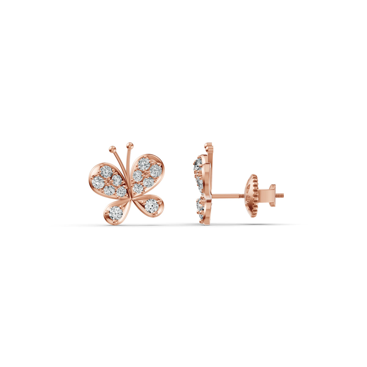 Flutter Butterfly Diamond Stud Earrings