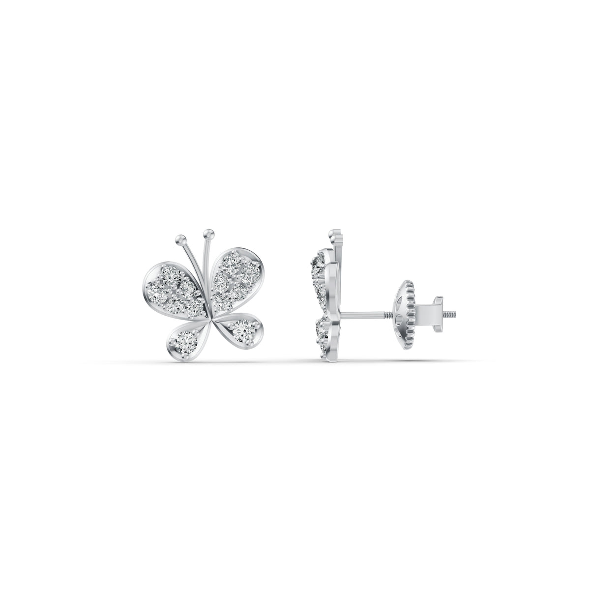 Flutter Butterfly Diamond Stud Earrings