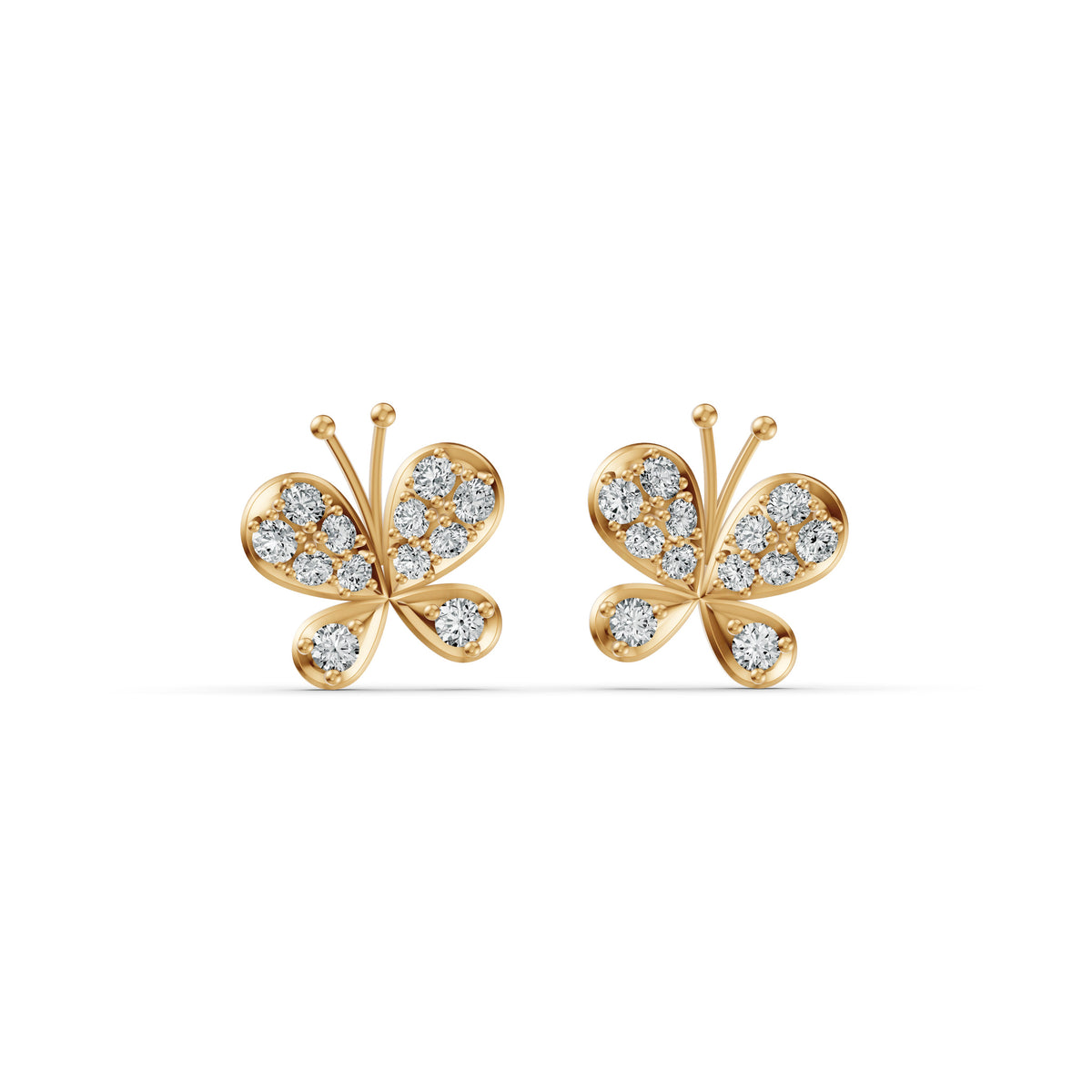 Flutter Butterfly Diamond Stud Earrings