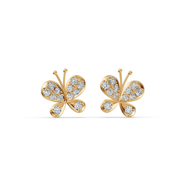 Flutter Butterfly Diamond Stud Earrings