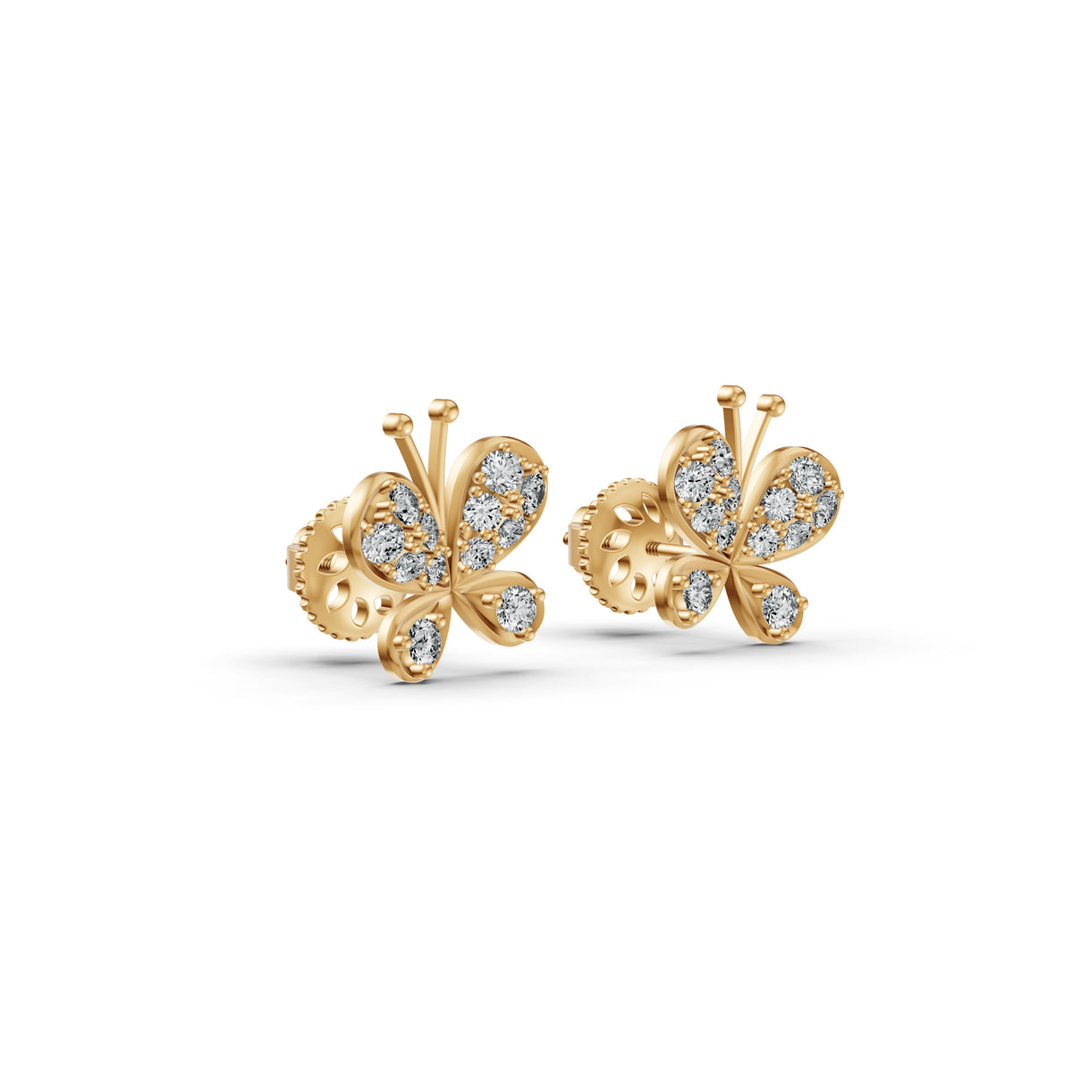 Flutter Butterfly Diamond Stud Earrings