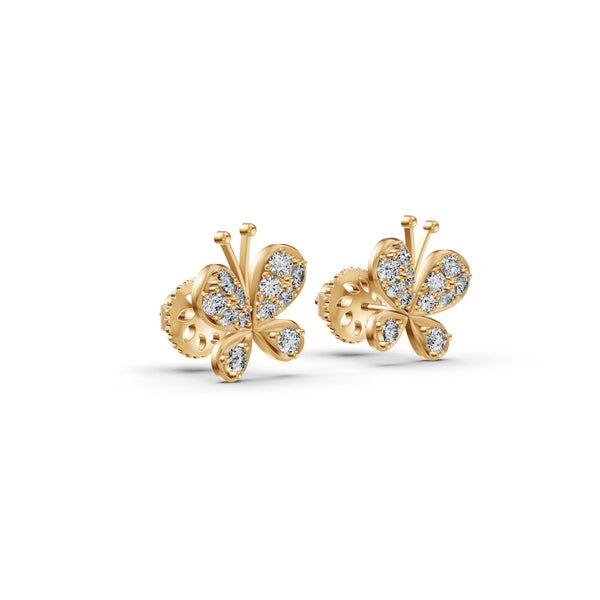 Flutter Butterfly Diamond Stud Earrings