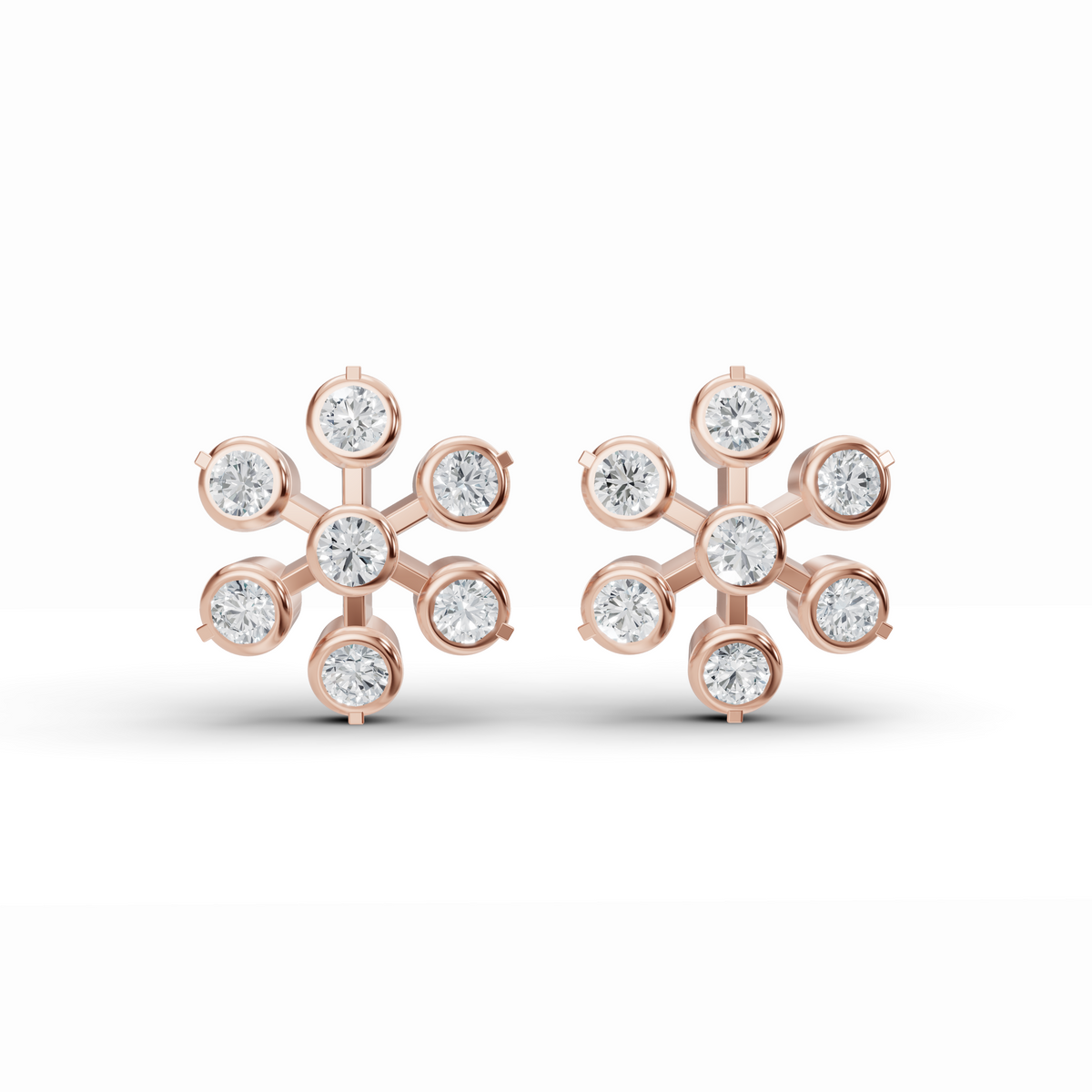 Floral Bezel Diamond Stud Earrings