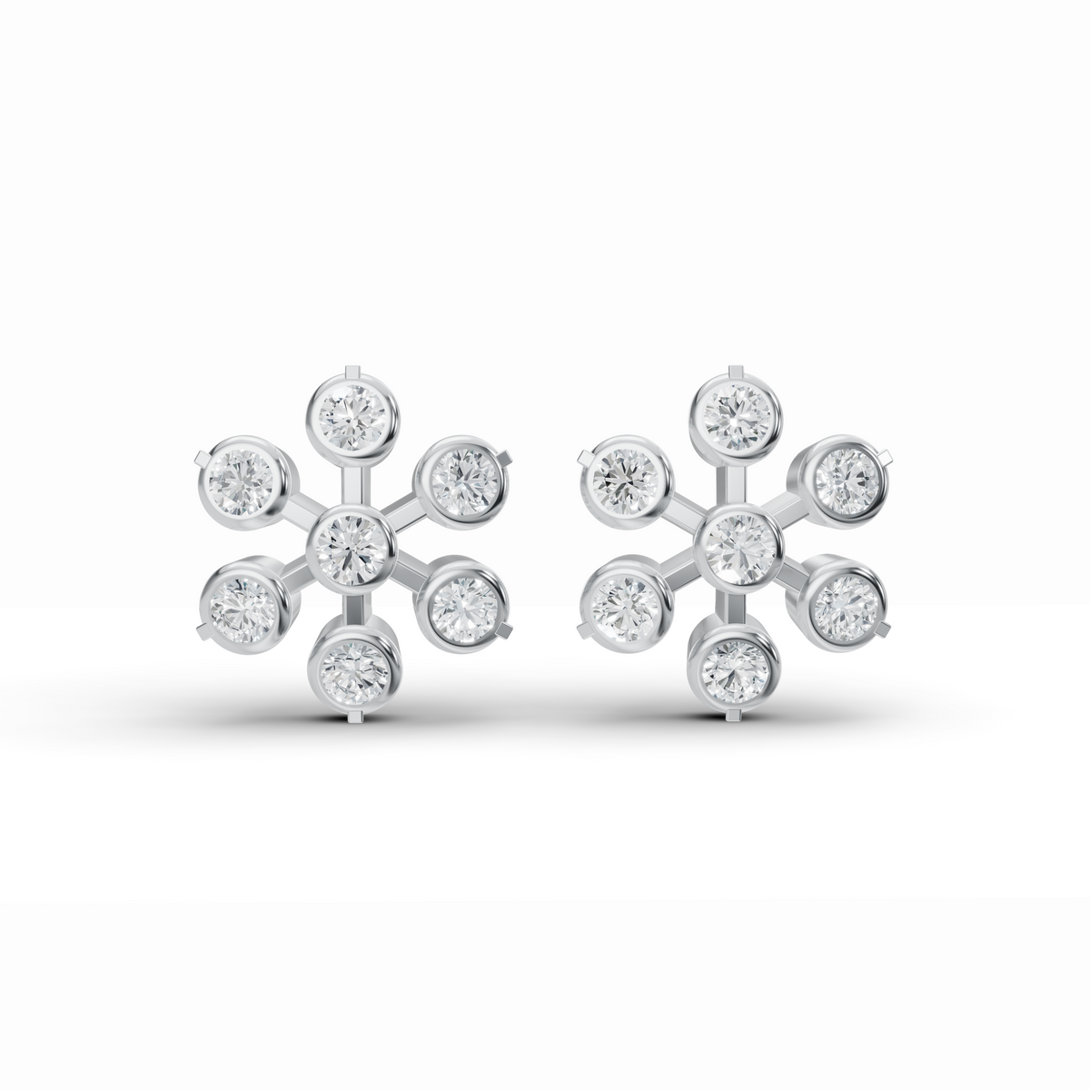 Floral Bezel Diamond Stud Earrings