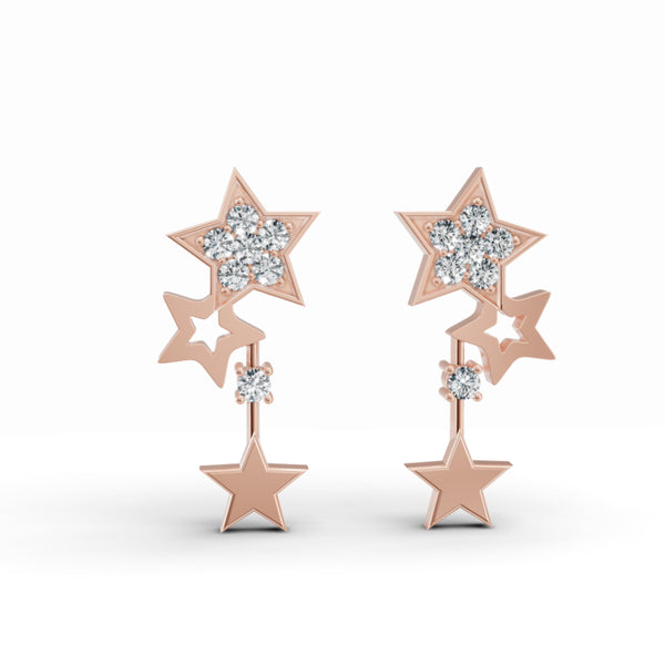 Shooting Star Drop Diamond Earrings