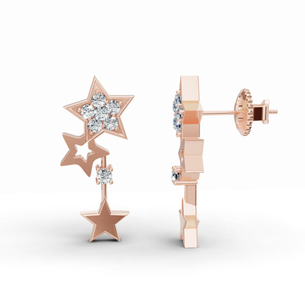 Shooting Star Drop Diamond Earrings
